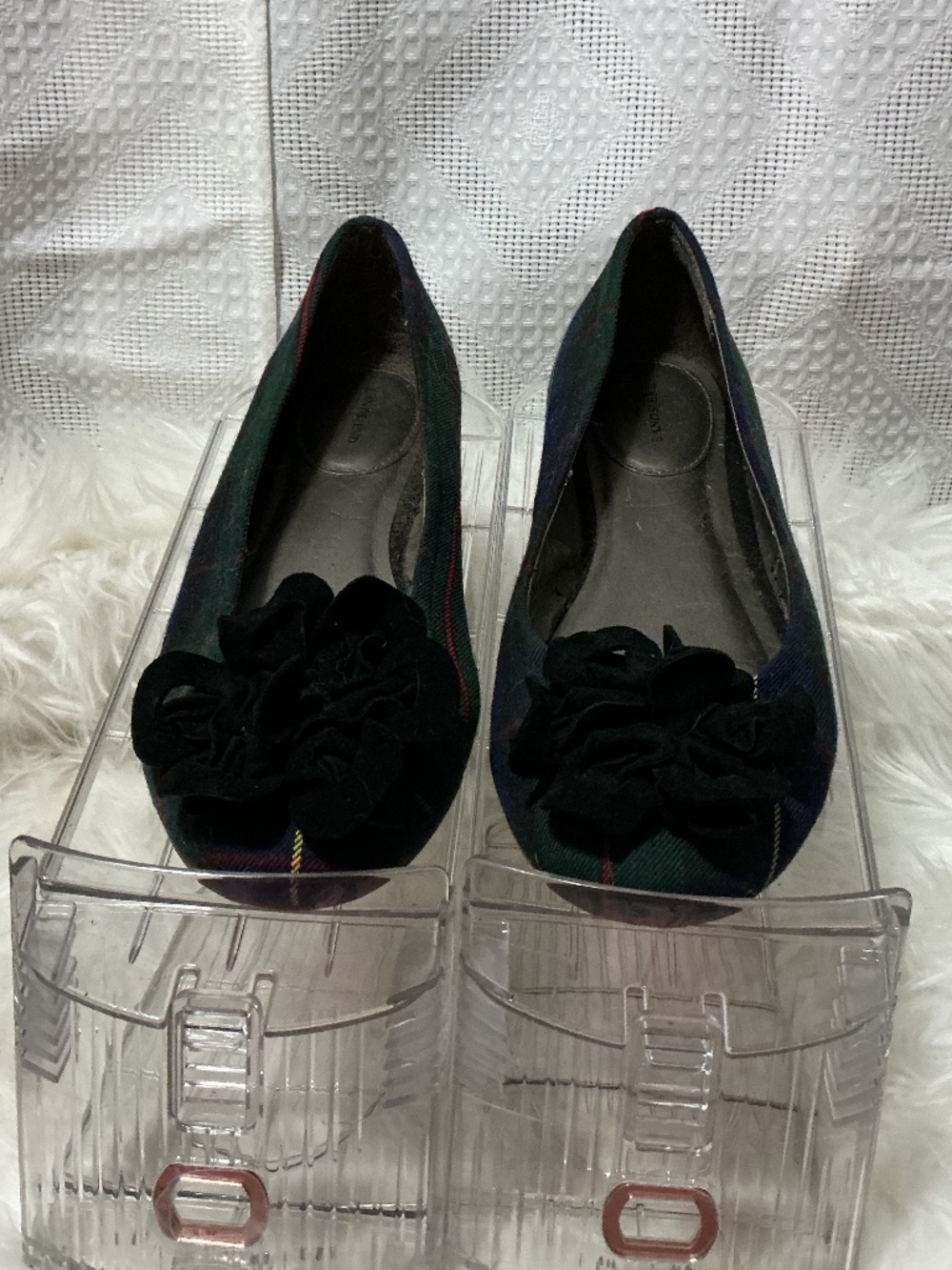 Navy Tartan plaid flats